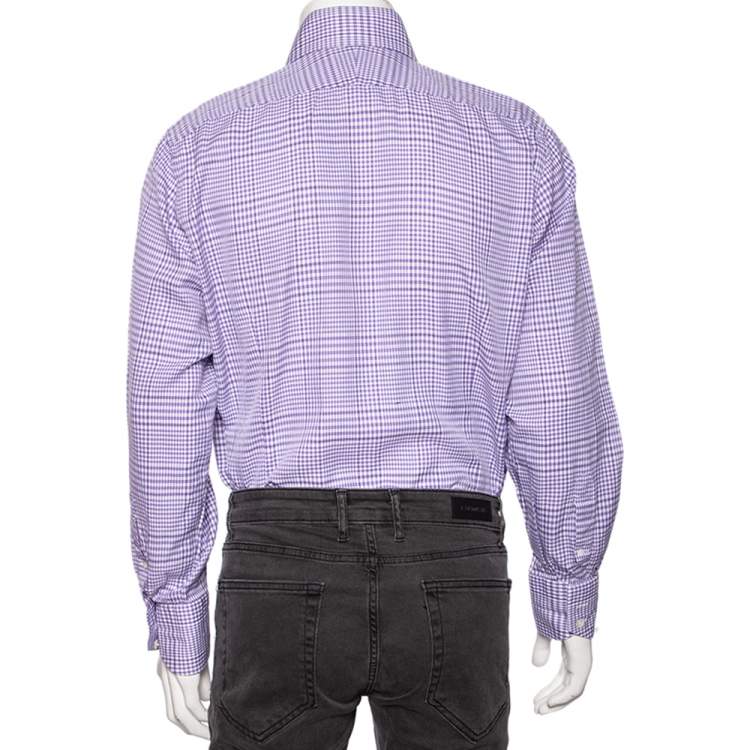 Pre Owned Tom Ford Purple Checkered Cotton Button Front Shirt XXXL