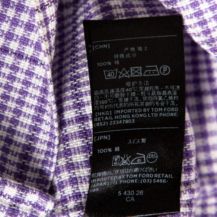 Pre Owned Tom Ford Purple Checkered Cotton Button Front Shirt XXXL