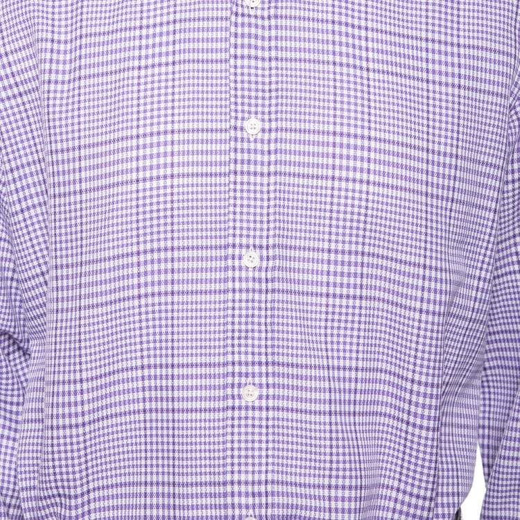 Pre Owned Tom Ford Purple Checkered Cotton Button Front Shirt XXXL
