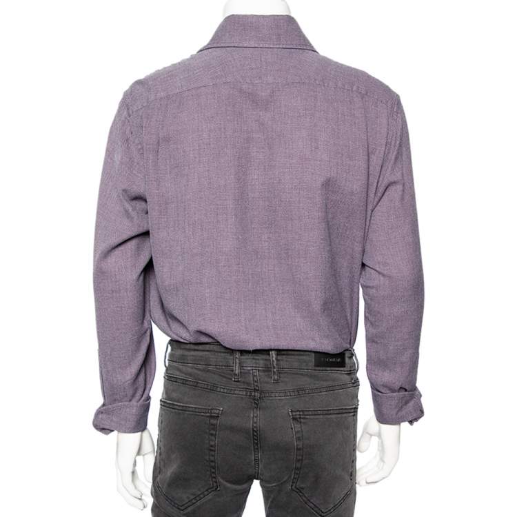 Pre Owned Tom Ford Light Purple Textured Cotton Button Front Shirt XXL