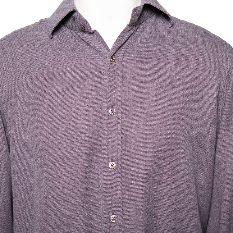 Pre Owned Tom Ford Light Purple Textured Cotton Button Front Shirt XXL