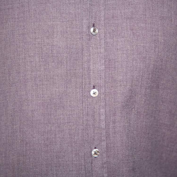 Pre Owned Tom Ford Light Purple Textured Cotton Button Front Shirt XXL
