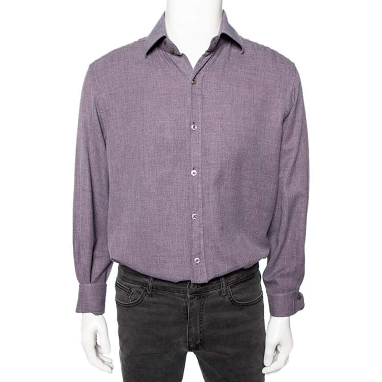 Tom Ford Light Purple Textured Cotton Button Front Shirt XXL Tom Ford | TLC