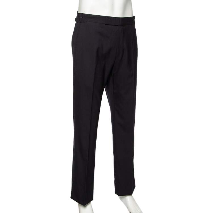 Pre Owned Tom Ford Navy Blue Wool Straight Leg Pants L
