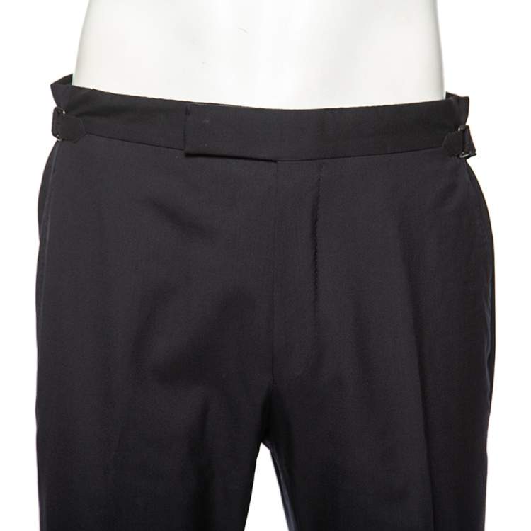 Pre Owned Tom Ford Navy Blue Wool Straight Leg Pants L