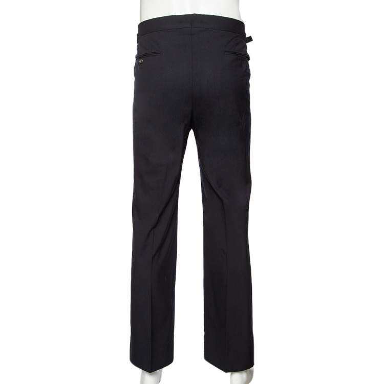 Pre Owned Tom Ford Navy Blue Wool Straight Leg Pants L