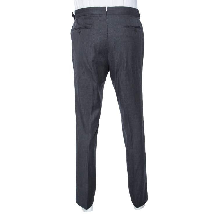 Pre Owned Tom Ford Charcoal Grey Striped Wool Formal Pants L