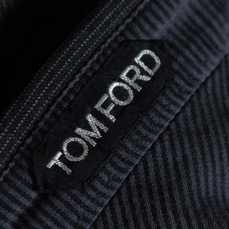 Pre Owned Tom Ford Charcoal Grey Striped Wool Formal Pants L