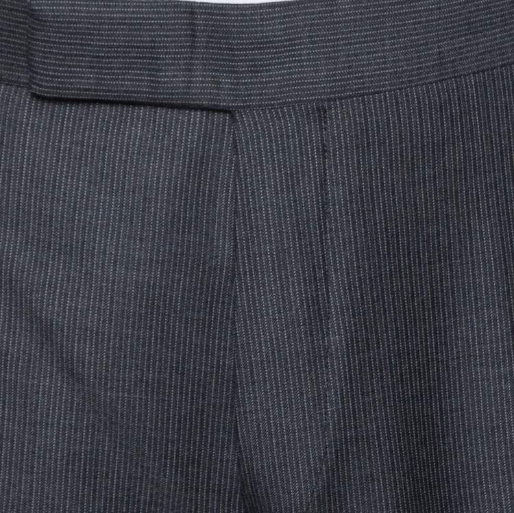 Pre Owned Tom Ford Charcoal Grey Striped Wool Formal Pants L
