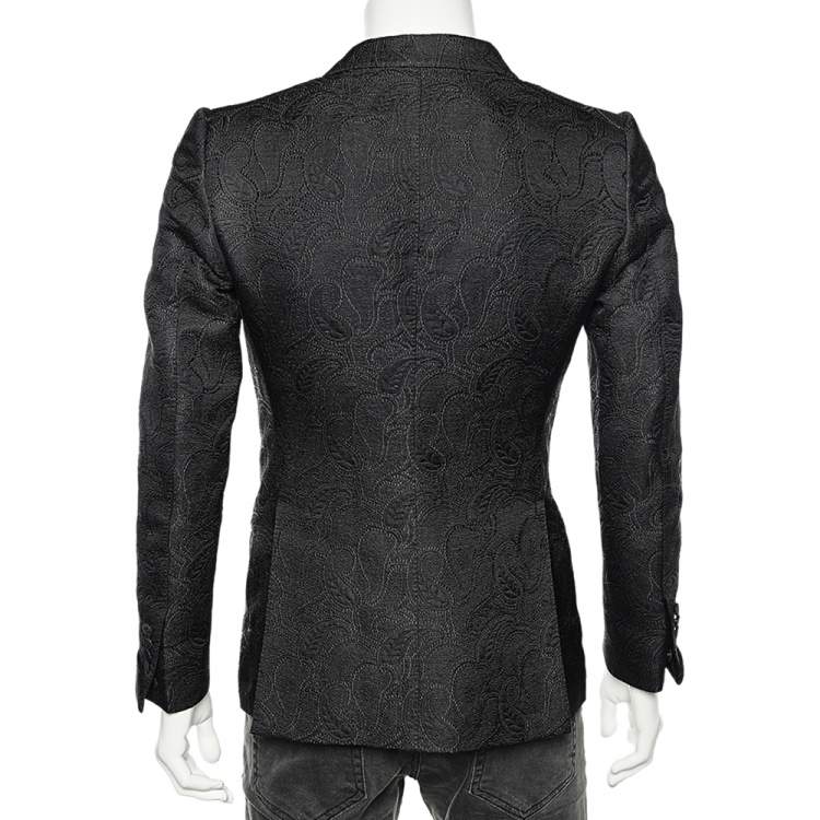 Pre Owned Tom Ford Black Textured Silk & Wool Single Breasted Blazer S