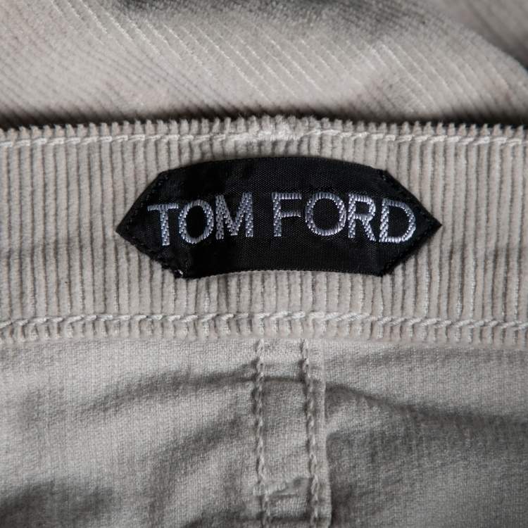 Pre Owned Tom Ford Grey Corduroy Slim Fit Pants L