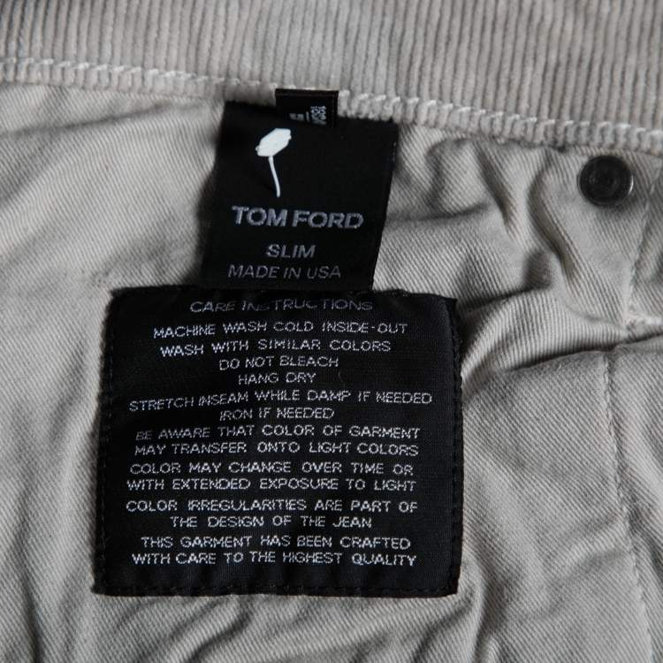 Pre Owned Tom Ford Grey Corduroy Slim Fit Pants L