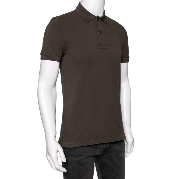 Pre Owned Tom Ford Green Cotton Pique Short Sleeve Polo T-Shirt M