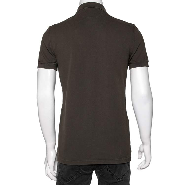 Pre Owned Tom Ford Green Cotton Pique Short Sleeve Polo T-Shirt M
