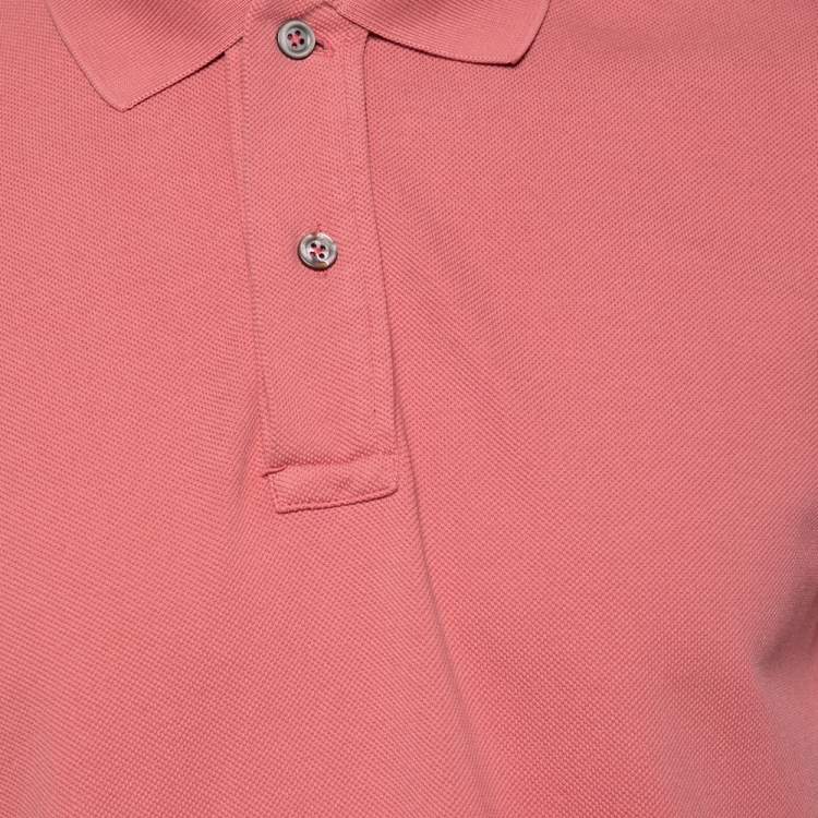 Pre Owned Tom Ford Pink Cotton Pique Short Sleeve Polo T-Shirt L