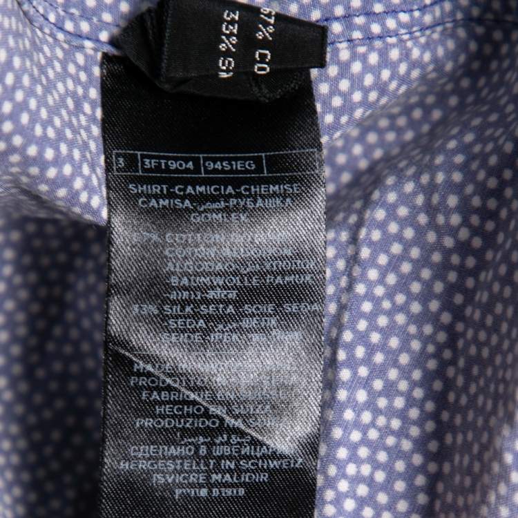 Pre Owned Tom Ford Blue Printed Cotton & Silk Button Front Shirt XL