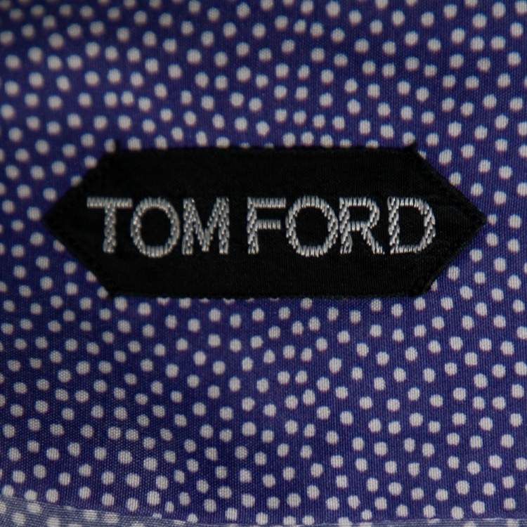 Pre Owned Tom Ford Blue Printed Cotton & Silk Button Front Shirt XL