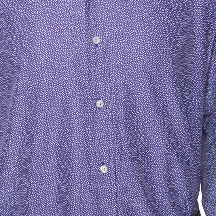 Pre Owned Tom Ford Blue Printed Cotton & Silk Button Front Shirt XL