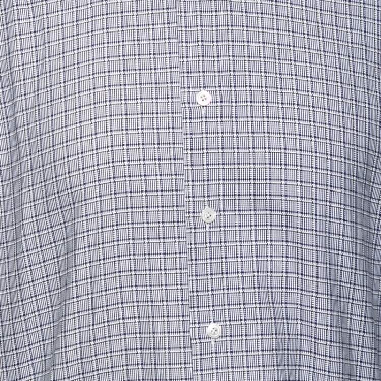 مملوكة مسبقًا Tom Ford Navy Blue Patterned Cotton Button Front Shirt XL