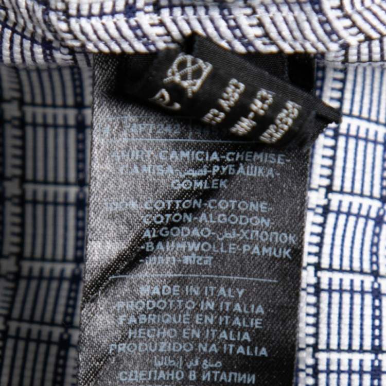 مملوكة مسبقًا Tom Ford Navy Blue Patterned Cotton Button Front Shirt XL