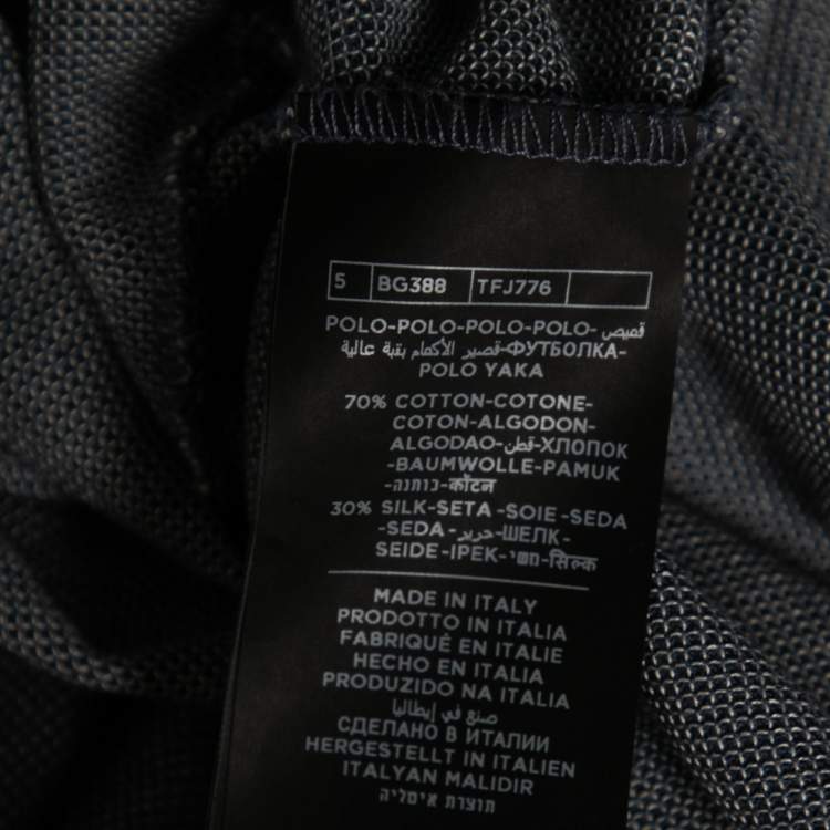 Pre Owned Tom Ford Navy Blue Textured Cotton Polo T-Shirt L