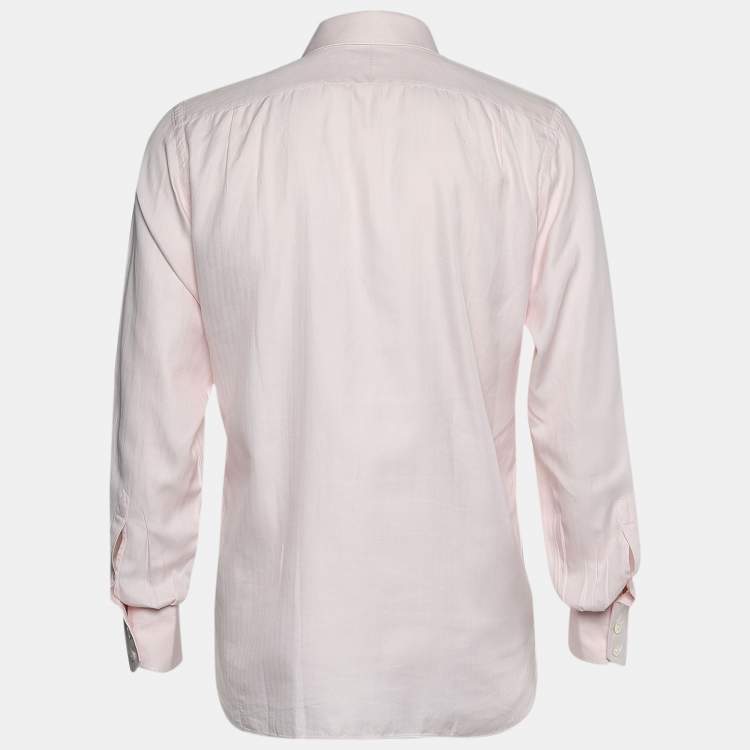 Tom Ford Pink Textured Cotton Long Sleeve Shirt M Tom Ford | TLC