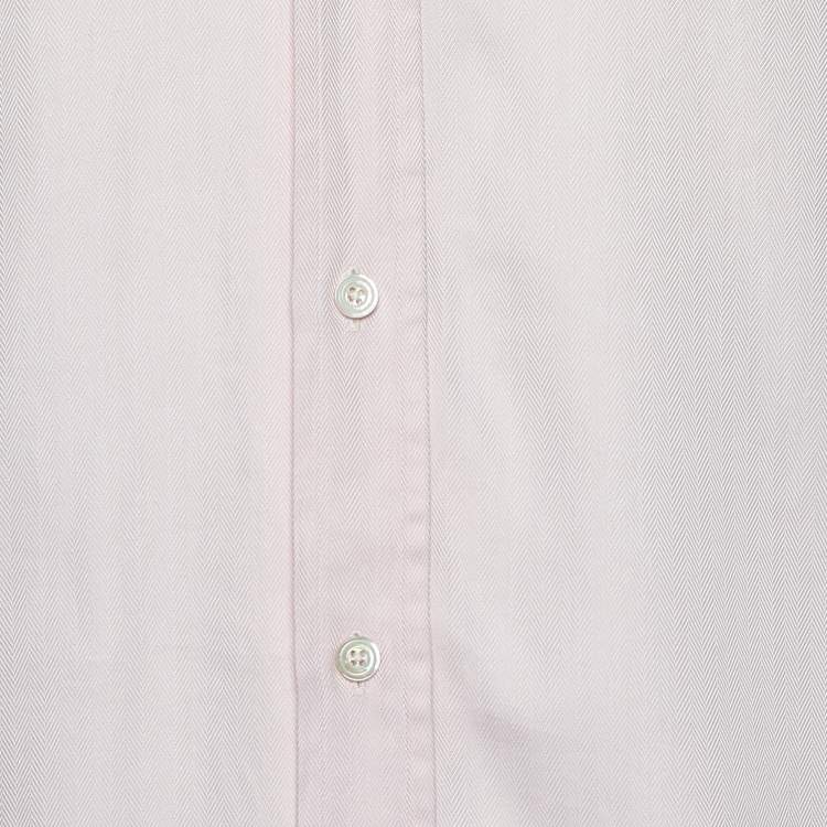مملوكة مسبقًا Tom Ford Pink Textured Cotton Long Sleeve Shirt M