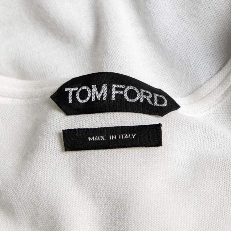 مملوكة مسبقًا Tom Ford White Knit Long Sleeve T-Shirt XXL