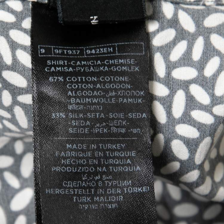 Pre Owned Tom Ford Black and White Printed Cotton Button Front Shirt M