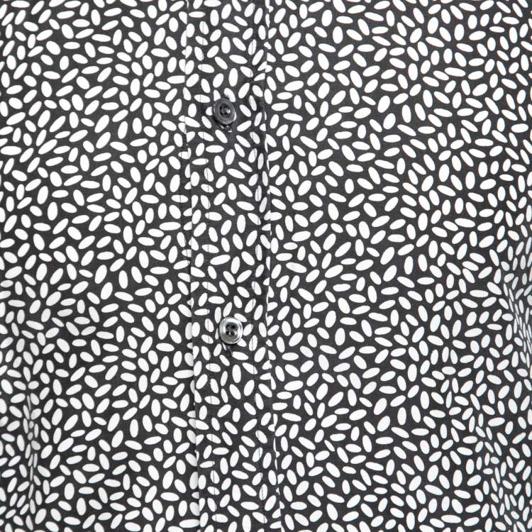 Pre Owned Tom Ford Black and White Printed Cotton Button Front Shirt M