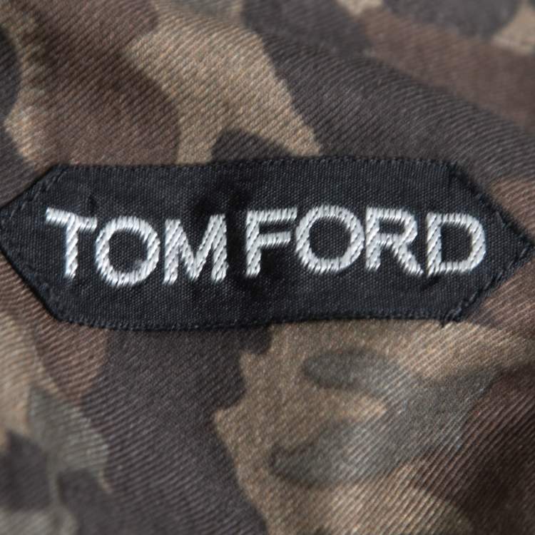 Pre Owned Tom Ford Green Camouflage Print Cotton Button Front Shirt L