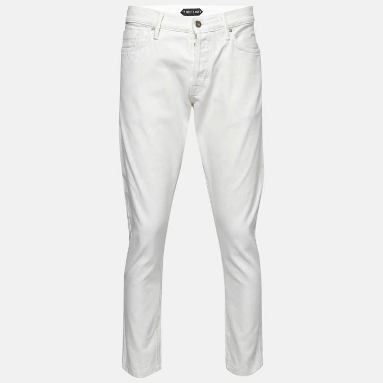 Pre Owned Tom Ford White Denim Slim Fit Jeans XL