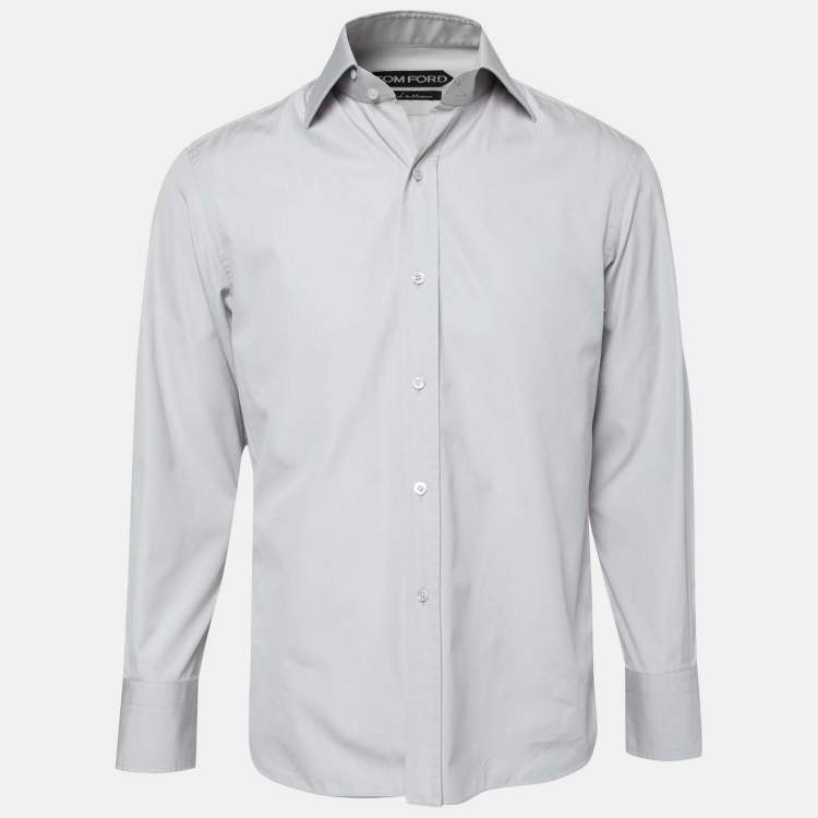 Pre Owned Tom Ford Grey Cotton Long Sleeve Shirt M