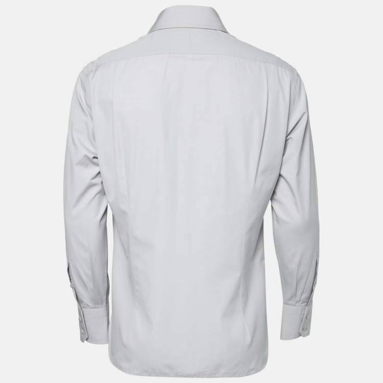 Pre Owned Tom Ford Grey Cotton Long Sleeve Shirt M