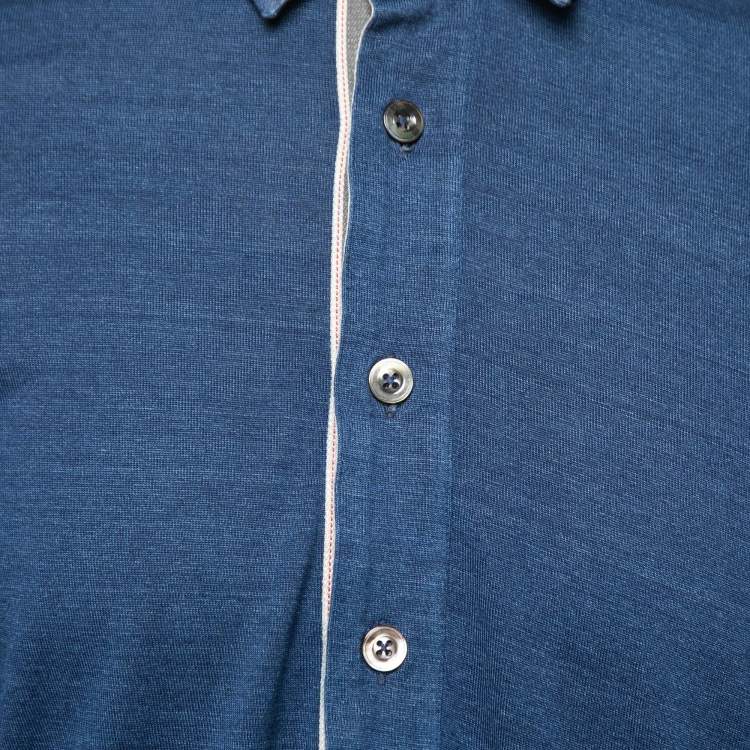 Pre Owned Tom Ford Vintage Ink Blue Stretch Cotton Polo Shirt M