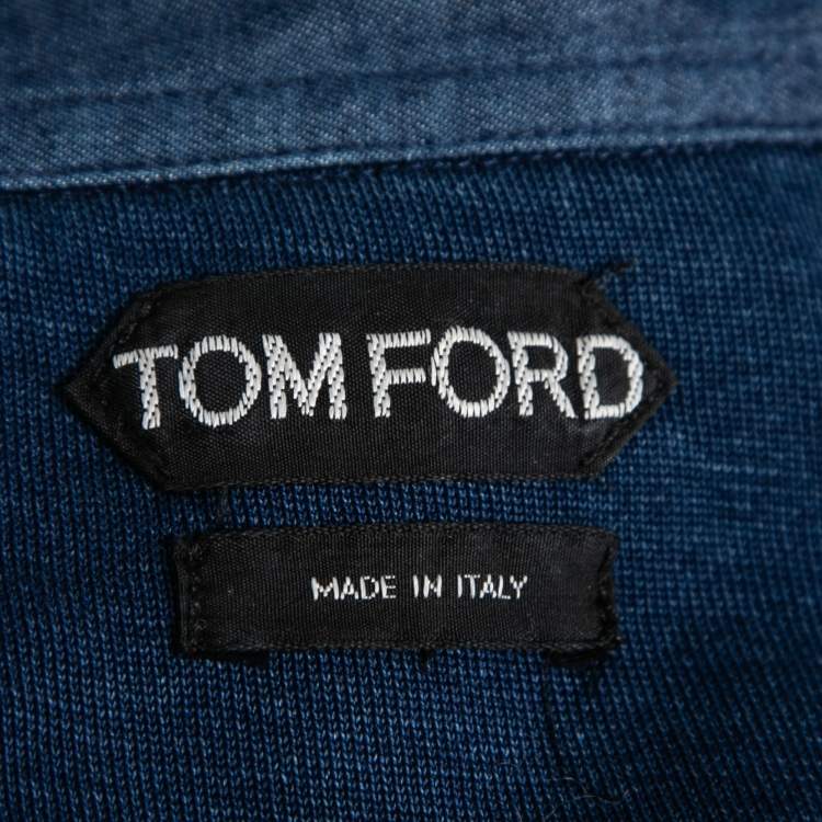 Pre Owned Tom Ford Vintage Ink Blue Stretch Cotton Polo Shirt M