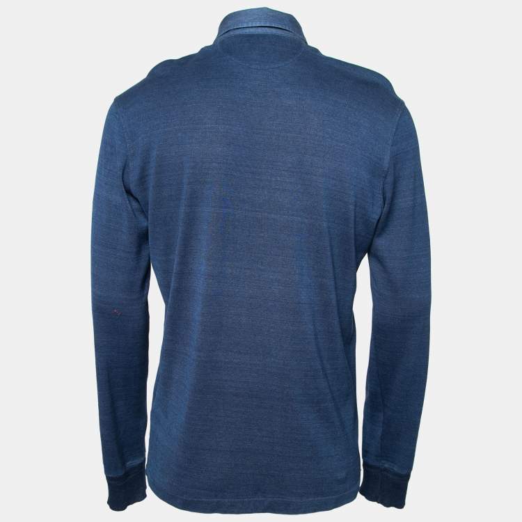 Pre Owned Tom Ford Vintage Ink Blue Stretch Cotton Polo Shirt M
