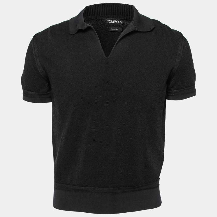 مملوكة مسبقًا Tom Ford Black Cotton Short Sleeve Polo T-Shirt XL