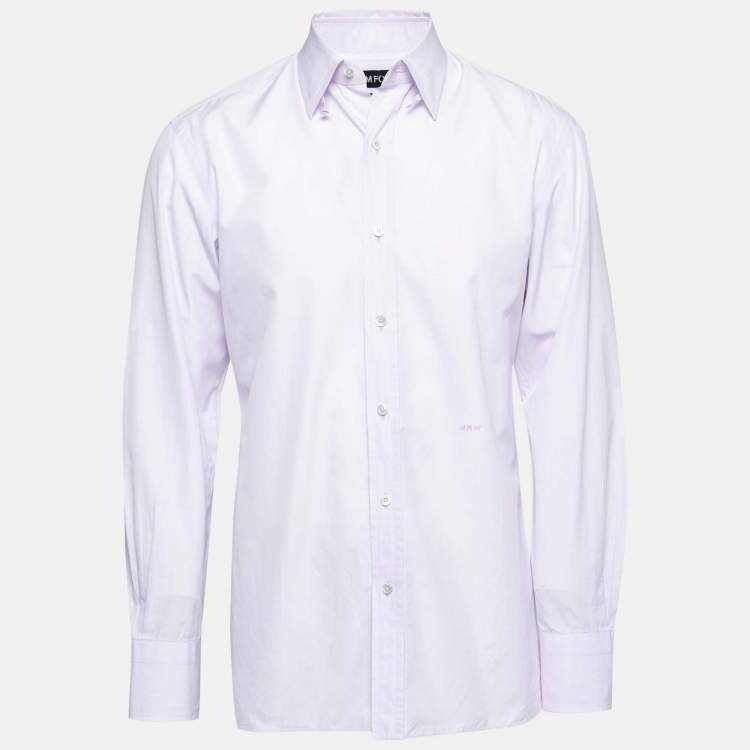 Pre Owned Tom Ford Lavender Cotton Button Front Shirt L