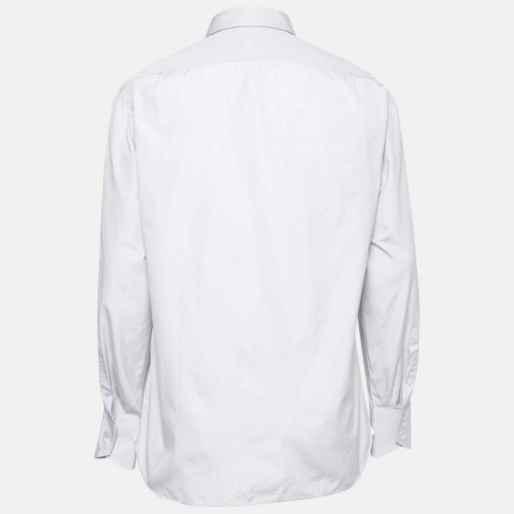 Pre Owned Tom Ford Grey Cotton Long Sleeve Button Front Shirt L