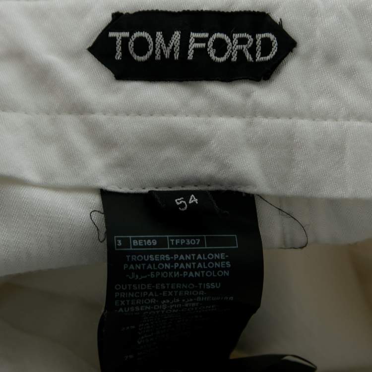 Pre Owned Tom Ford White Cotton Blend Trousers XXL Waist 36" 