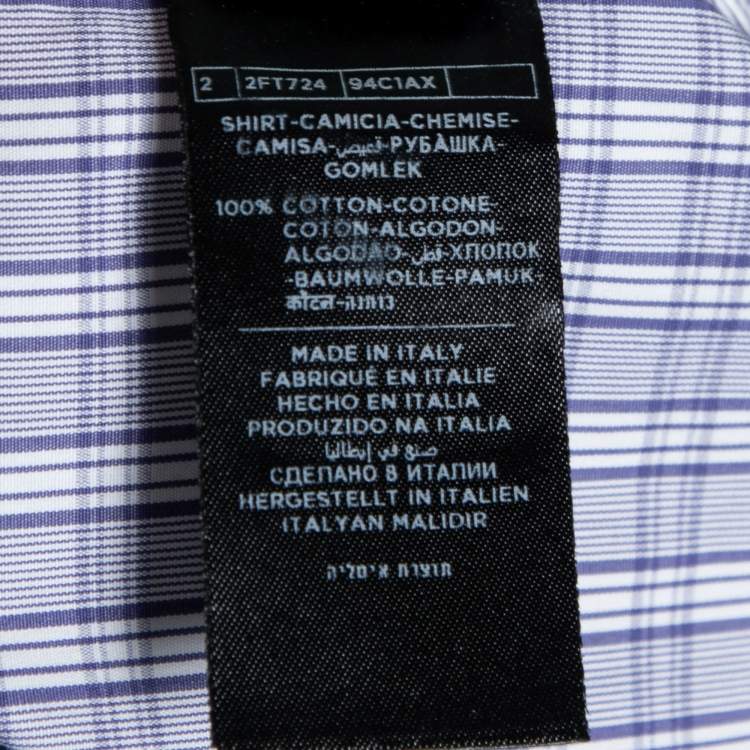 Pre Owned Tom Ford Blue Checkered Cotton Button Front Shirt L