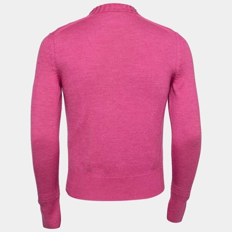 Pre Owned Tom Ford Pink Wool Long Sleeve Button Front Cardigan S