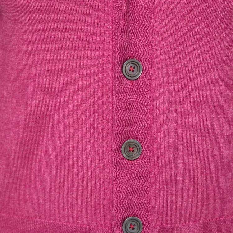 Pre Owned Tom Ford Pink Wool Long Sleeve Button Front Cardigan S
