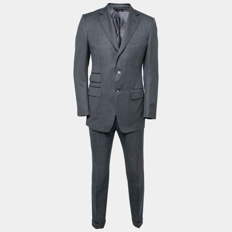 Tom Ford Grey Striped Wool Single Breasted Blazer & Pant Suit M Tom Ford |  TLC