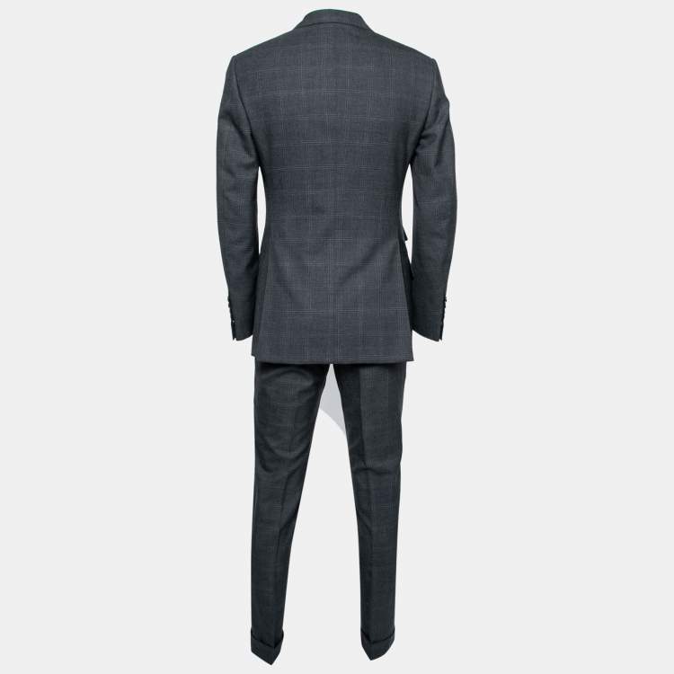 Pre Owned Tom Ford Charcoal Grey Checked Wool Single Breasted Blazer & Pant Suit S