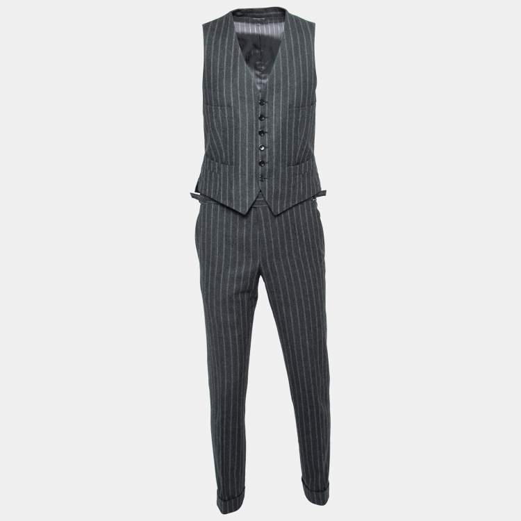 Tom Ford Charcoal Grey Striped Wool Single-Breasted Three-Piece Suit S Tom  Ford | TLC
