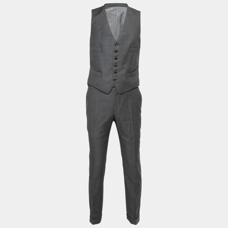 Pre Owned Tom Ford Charcoal Grey Wool Single-Breasted Three-Piece Suit M 