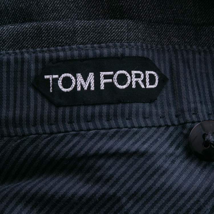 Pre Owned Tom Ford Charcoal Grey Wool Single-Breasted Three-Piece Suit M 