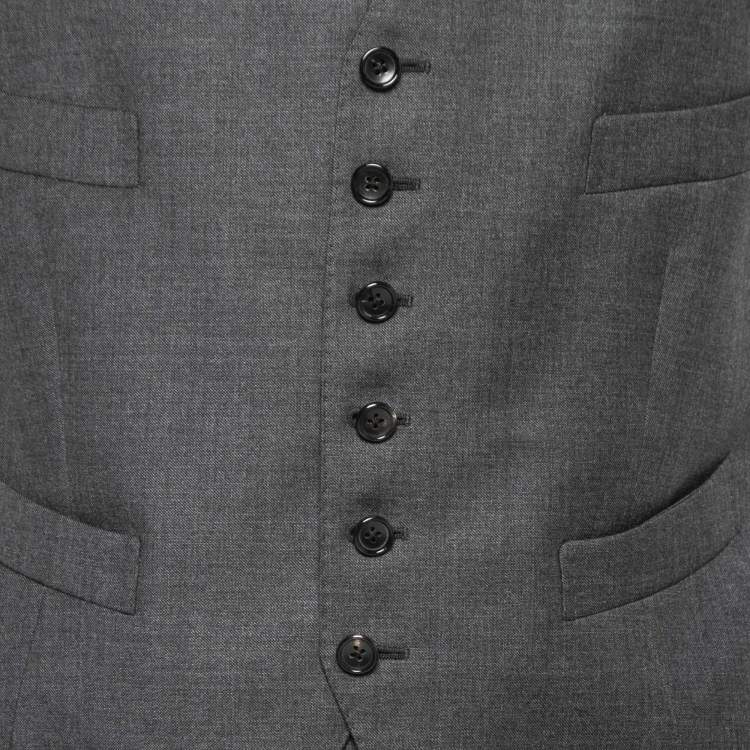 Pre Owned Tom Ford Charcoal Grey Wool Single-Breasted Three-Piece Suit M 